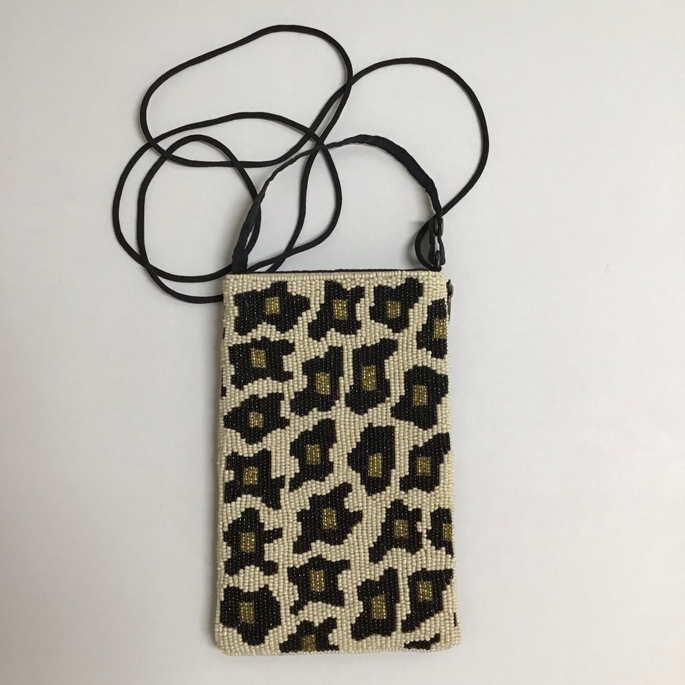 Beaded Leopard Crossbody Club Bag Wristlet Clutch Purse Wallet Bamboo Trading Co